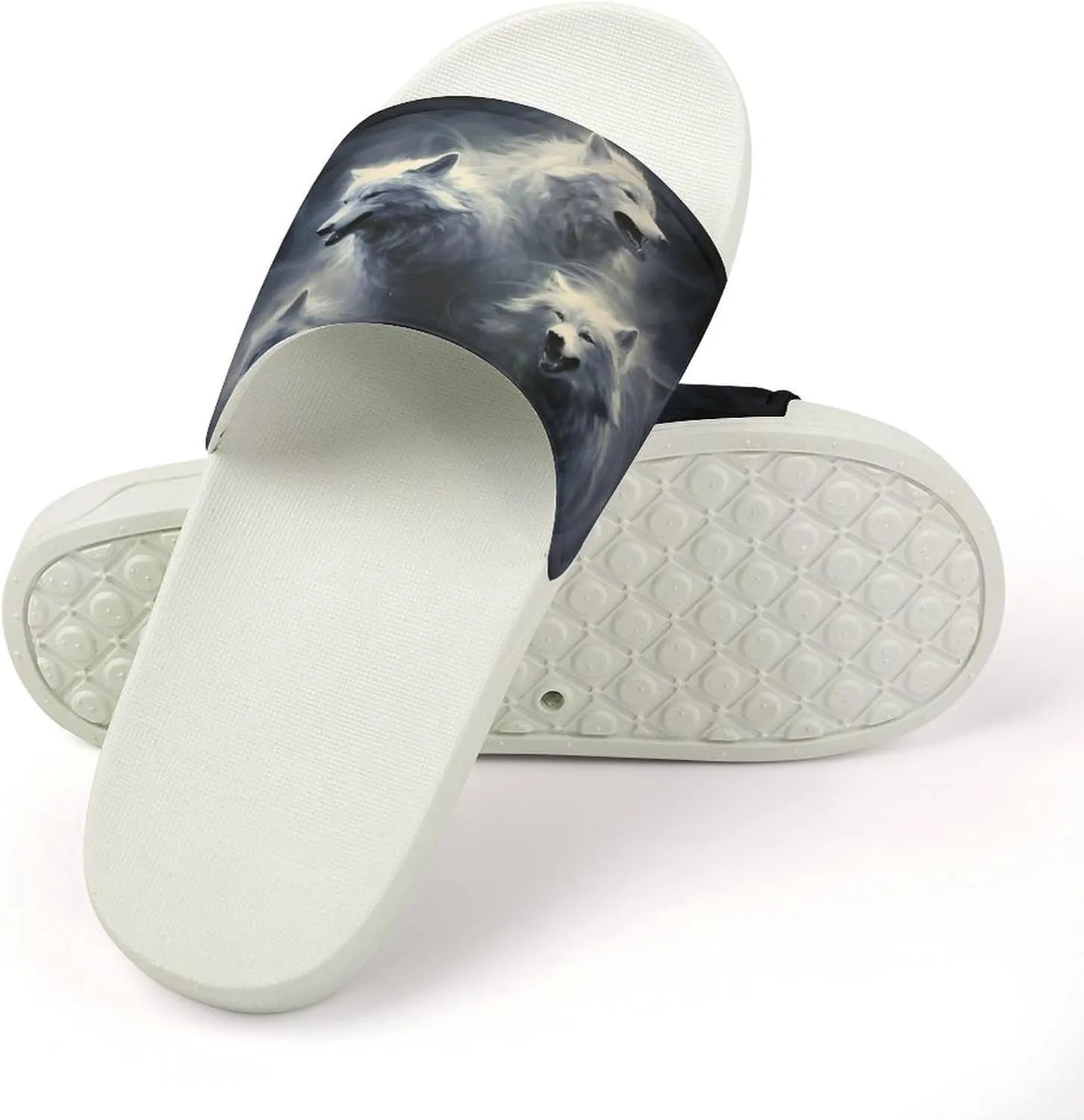 Wolf-1 Home Slipper PVC Shower Slipper Non-Slip Open Toe Slipper Soft Sole Pool Sandals for Men Women