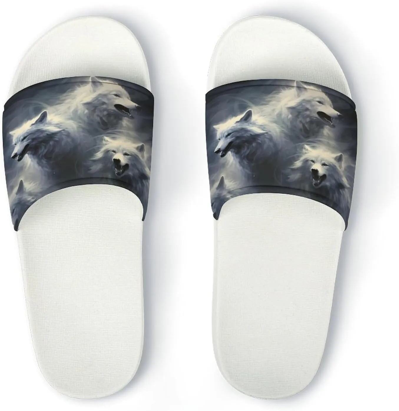 Wolf-1 Home Slipper PVC Shower Slipper Non-Slip Open Toe Slipper Soft Sole Pool Sandals for Men Women