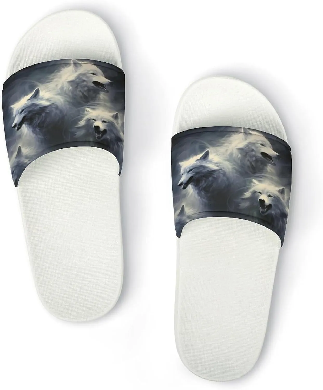 Wolf-1 Home Slipper PVC Shower Slipper Non-Slip Open Toe Slipper Soft Sole Pool Sandals for Men Women