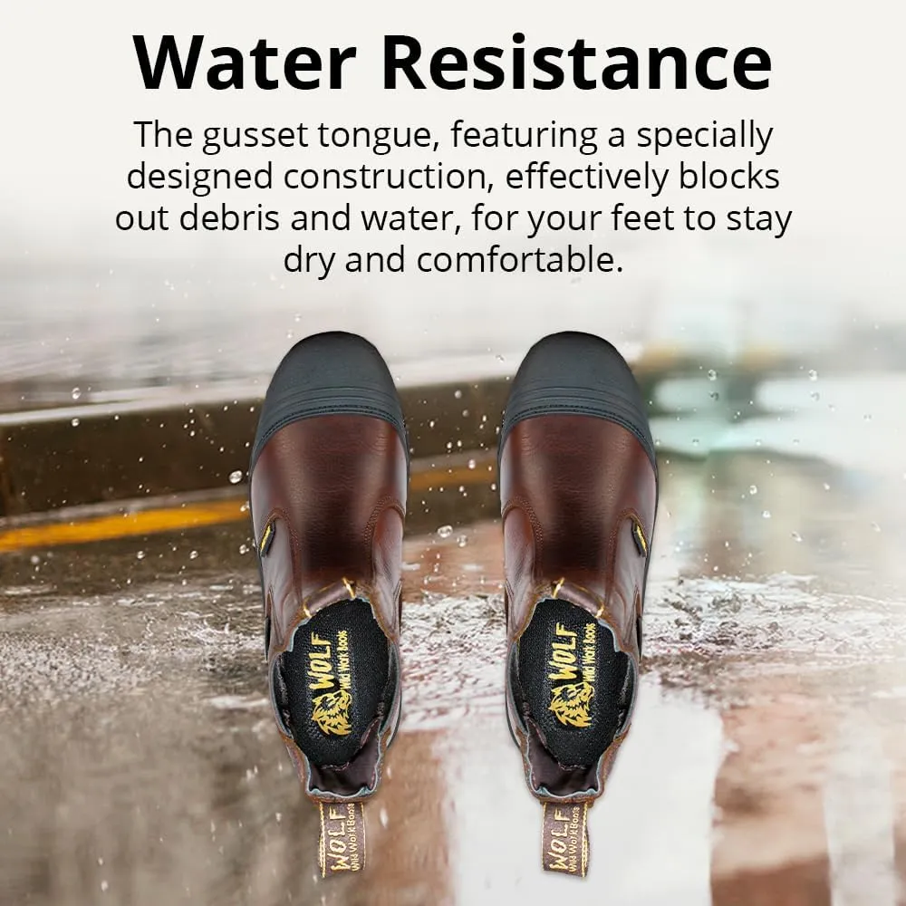 WOLF Work Boot | 100% Genuine Upper Leather | Oil, Slip, Heat, Chemical, Impact, Puncture Resistant | Electrical Hazards | Non-Slip Rubber Sole