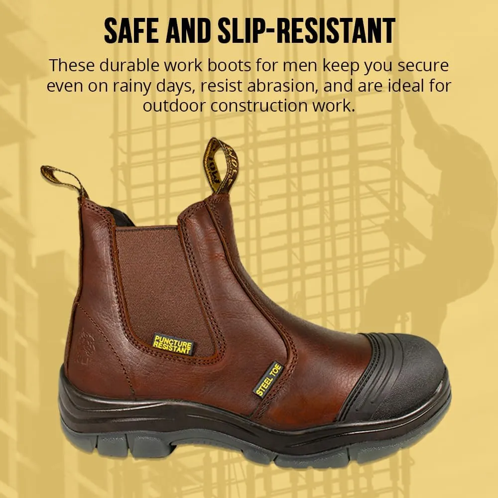WOLF Work Boot | 100% Genuine Upper Leather | Oil, Slip, Heat, Chemical, Impact, Puncture Resistant | Electrical Hazards | Non-Slip Rubber Sole