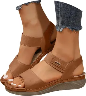 Women 2025 Orthopedic Wedge Sport Sandals with Arch Support Summer Casual Fashion Open Toe Solid Color Non Slip Sandals Boho Casual High Wedges Walking Strappy Footwear