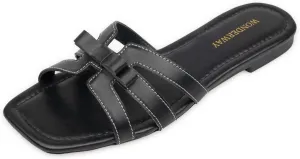 Women Bow Flat Sandals Dressy Sandals for Women Cute Comfortable Square Open Toe Slides Sandals