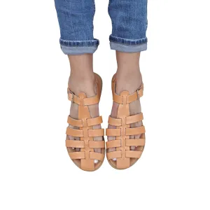 Women Fisherman Sandals made of 100% leather,Gladiator Sandals made of Natural Leather with soft cushion bed soles and an buckled ankle strap.