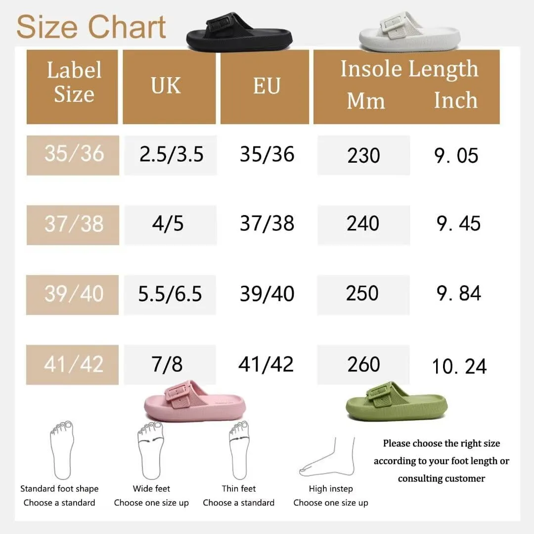 Women Pillow Sandals with Soft Thick Sole Non-slip Shower Sandals Cushioned Thick Sole Slippers