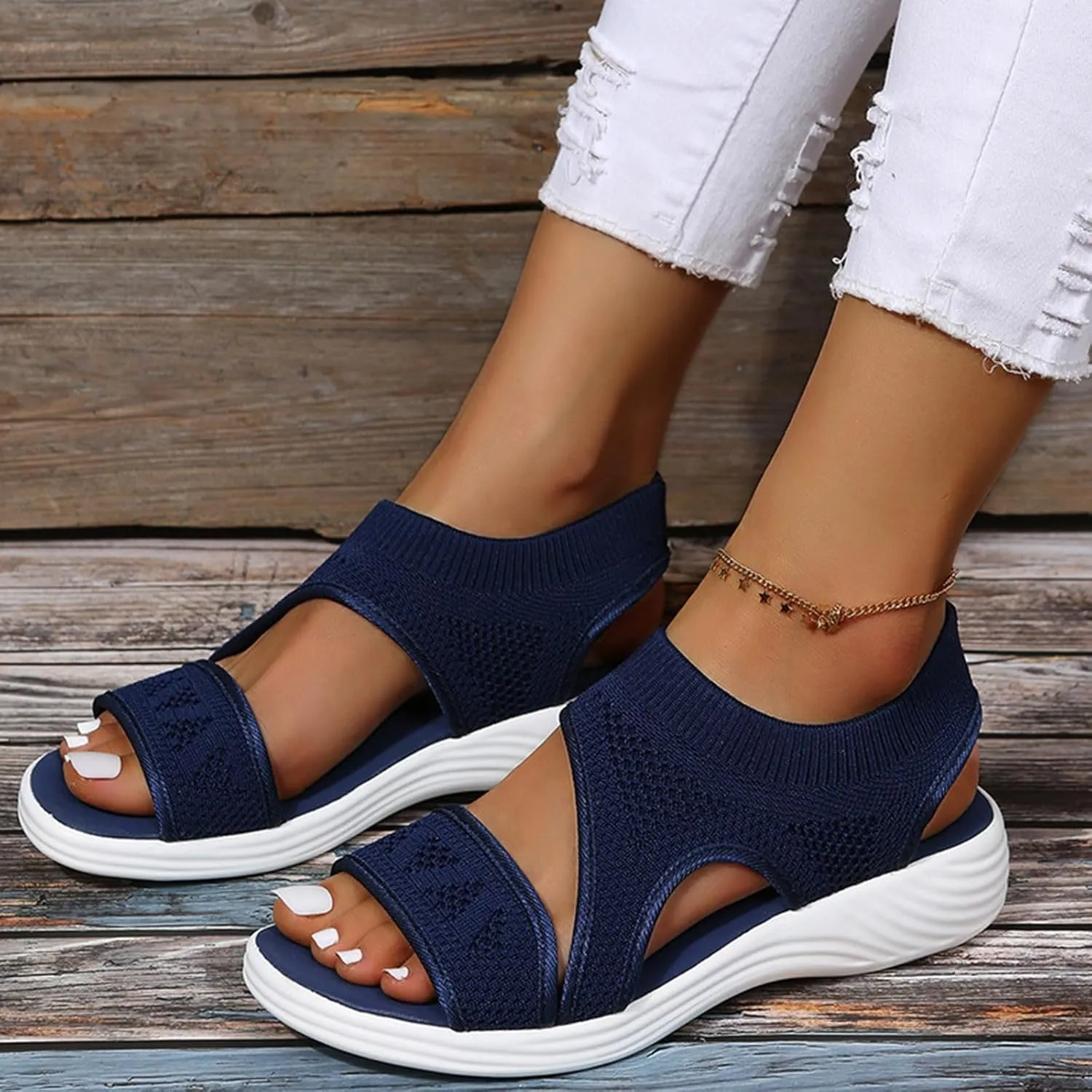 Women Sport Sandals Open Toe Walking Sandals Soft Mesh Sneakers Dressy Summer Wide Width Sandals Causal Comfortable Sandals