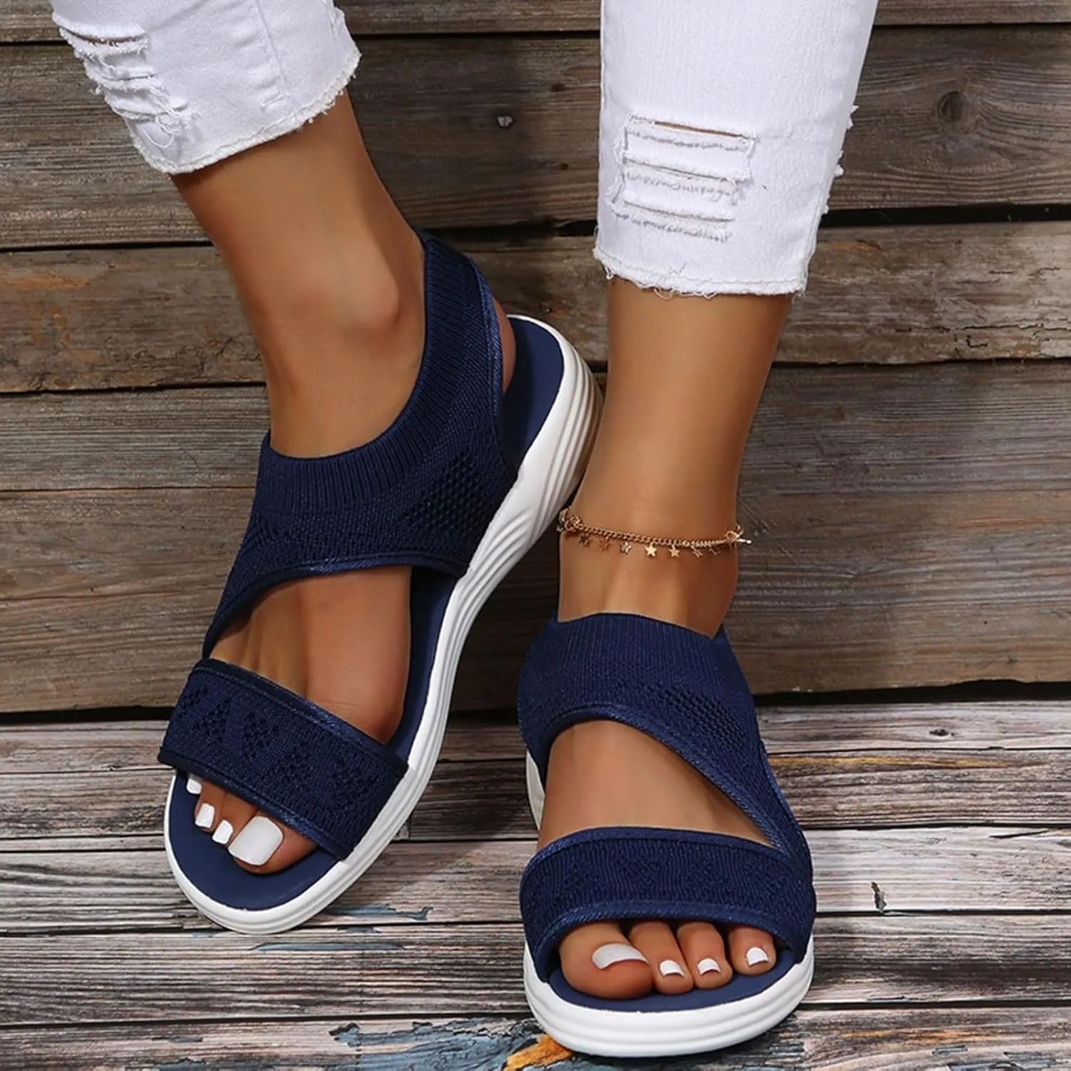Women Sport Sandals Open Toe Walking Sandals Soft Mesh Sneakers Dressy Summer Wide Width Sandals Causal Comfortable Sandals