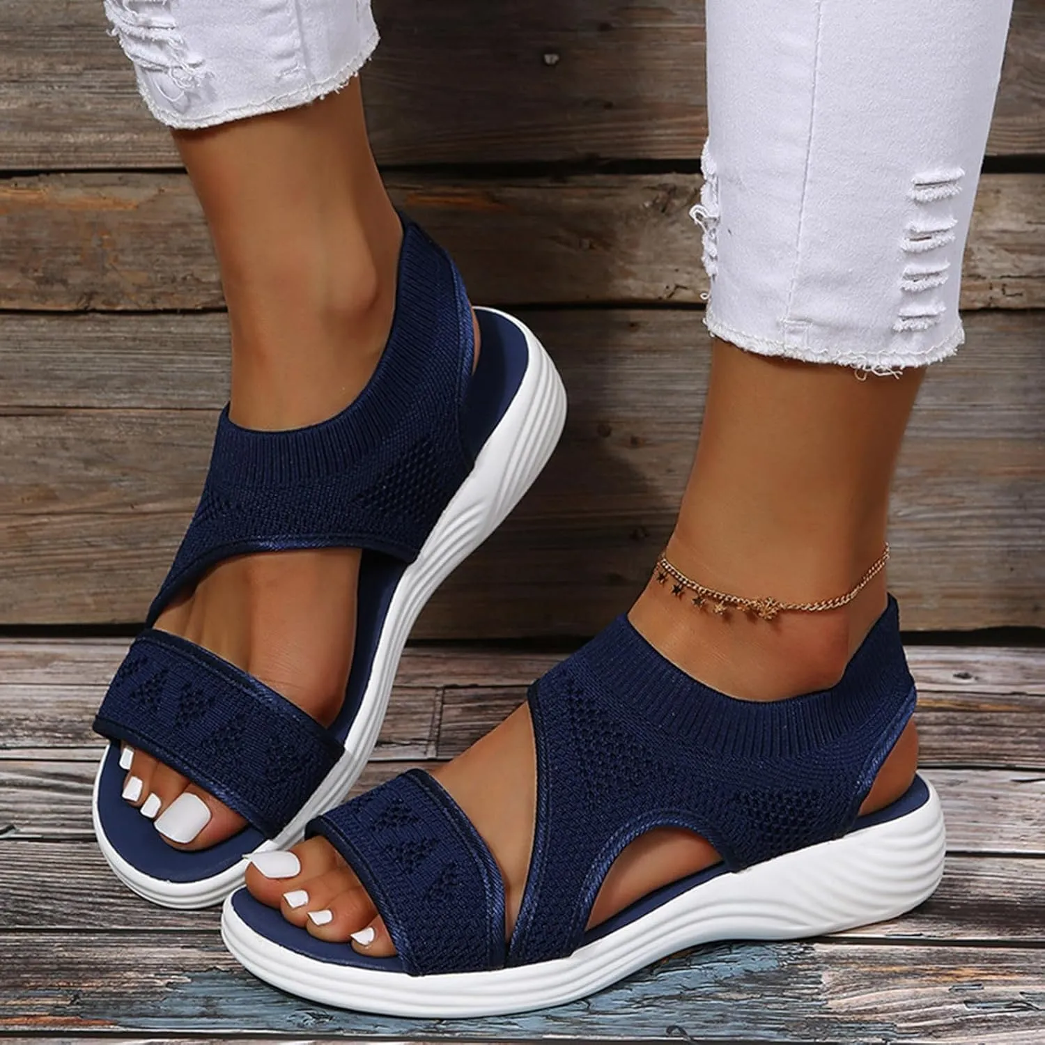 Women Sport Sandals Open Toe Walking Sandals Soft Mesh Sneakers Dressy Summer Wide Width Sandals Causal Comfortable Sandals