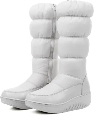 Women Winter Wedges Down High tube Snow Boots Waterproof Rain Thick Plush Warm Side Zipper Anti Slip Casual Platform Knee High Boots