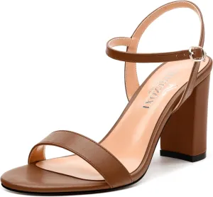 Womens Ankle Strap Block Heel Sandals, Chunky Heel Peep Toe Slingback Sandals, Open Toe High Heel Sandals with Buckle3.3