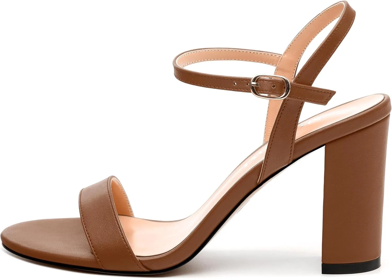 Womens Ankle Strap Block Heel Sandals, Chunky Heel Peep Toe Slingback Sandals, Open Toe High Heel Sandals with Buckle3.3