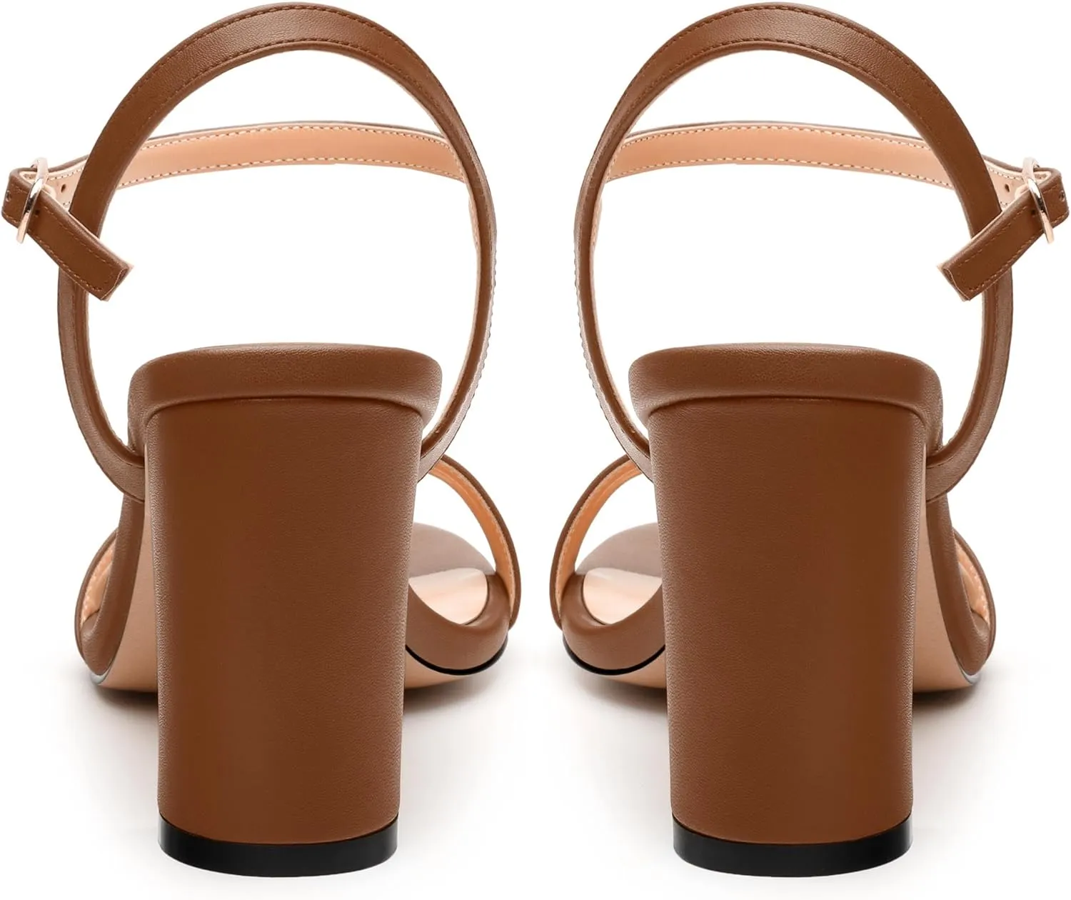 Womens Ankle Strap Block Heel Sandals, Chunky Heel Peep Toe Slingback Sandals, Open Toe High Heel Sandals with Buckle3.3