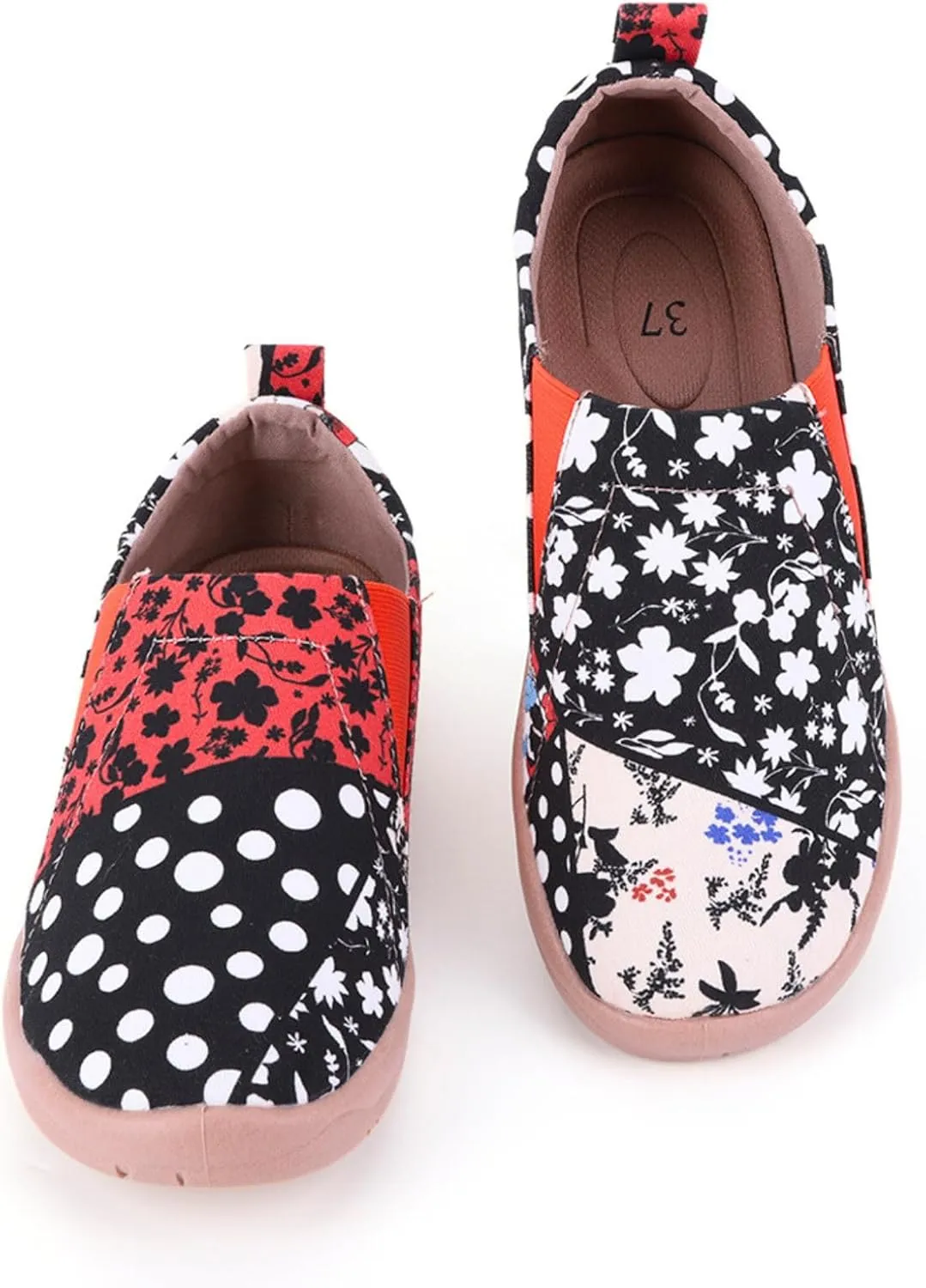 Women's Art Painted Casual Loafers, Extra Wide Slip-on Diabetic Shoes for Women, Comfortable Canvas Arch Support Walking Shoes