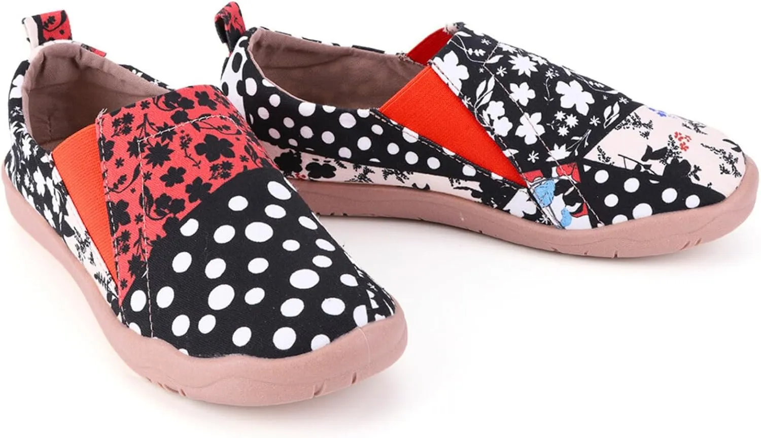 Women's Art Painted Casual Loafers, Extra Wide Slip-on Diabetic Shoes for Women, Comfortable Canvas Arch Support Walking Shoes
