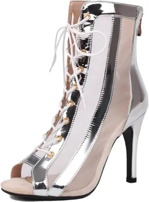 Women's Ballroom Dance Shoes - Leather High Top Salsa Tango Boots