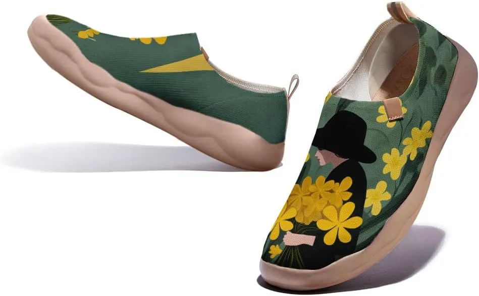 Women's Blossom Slip On Soft Shoes Colorful Comfortable Lightweight Art Travel Sneakers Casual Vibrant Floral Everyday Loafers