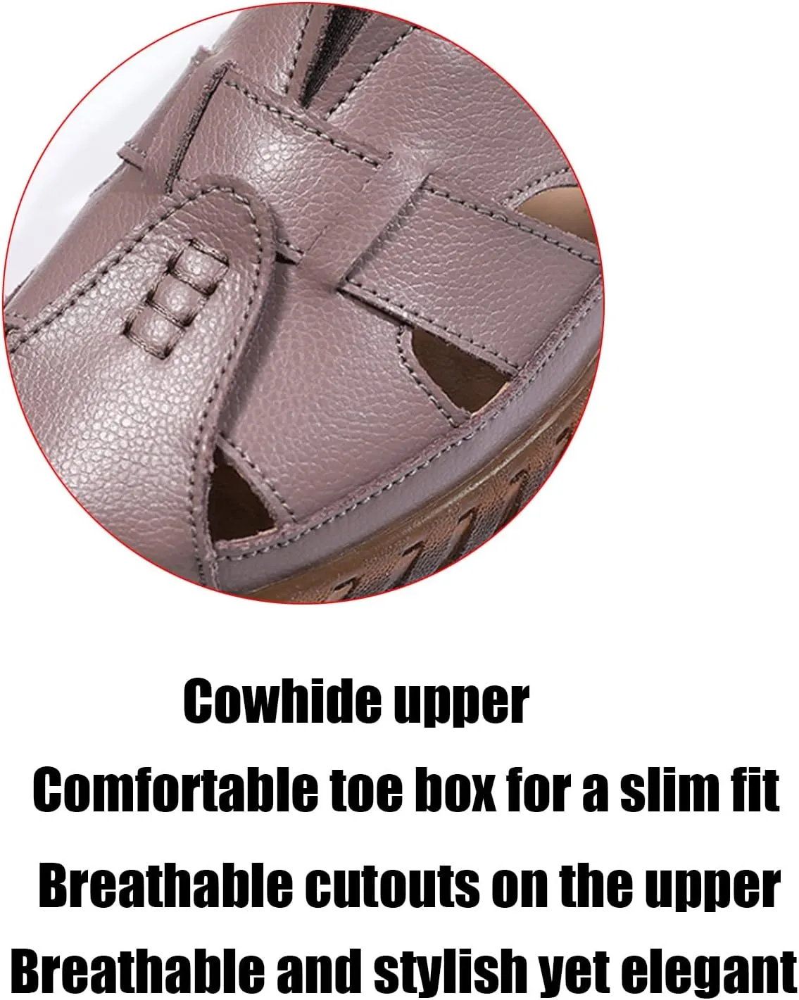 Women's Casual Bohemia Leather Fisherman Sandals,Flat Hollow Closed Toe Mary Jane Sandal,Summer Comfortable Soft Sole Non-Slip Slip On Loafer
