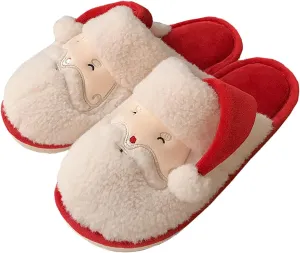 Womens Christmas Slippers Warm Suede House Slippers Cozy Fuzzy Bedroom Home Shoes Indoor and Outdoor Warm Slippers