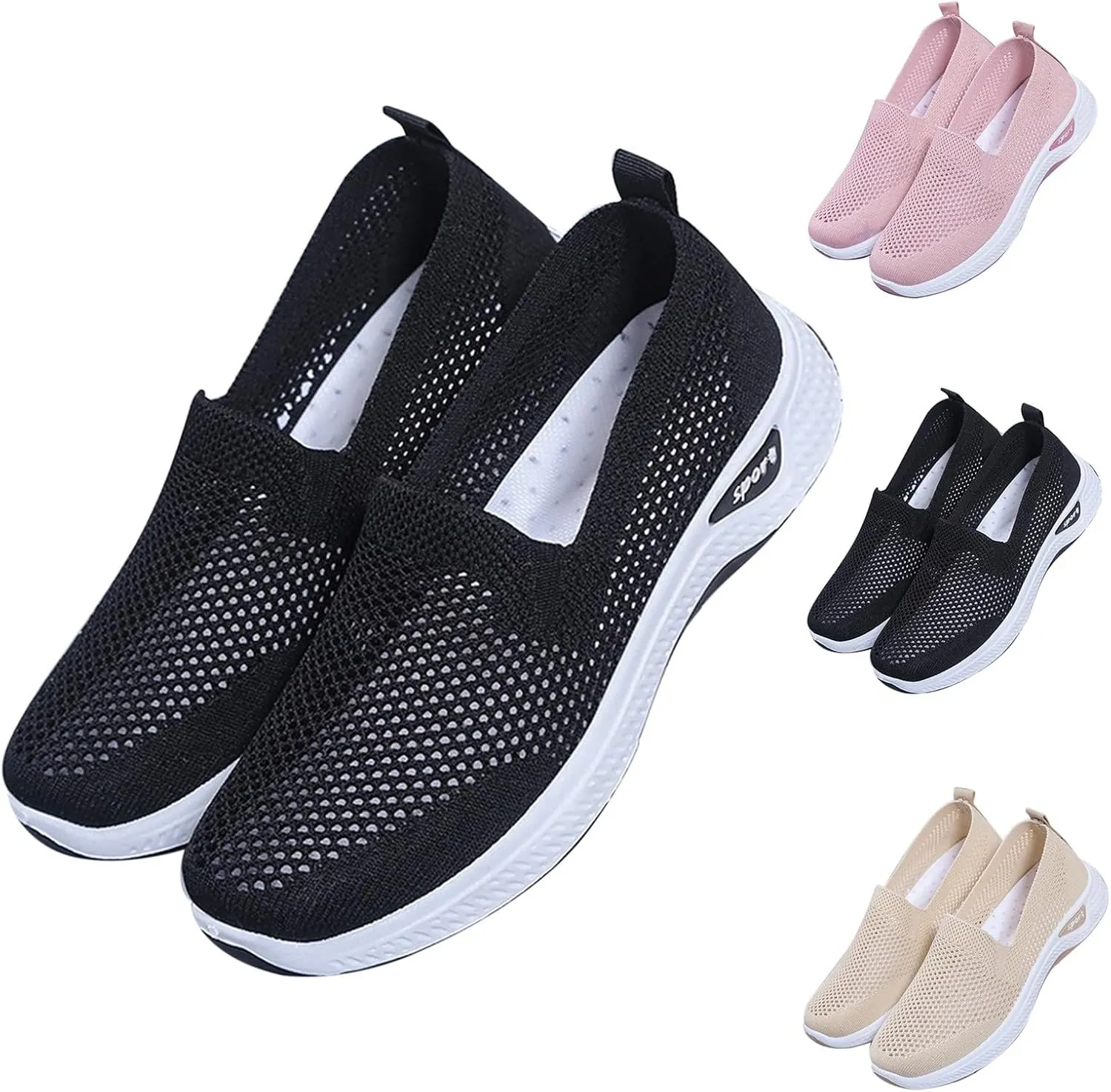 Women's Cloth Shoes Summer Mesh Breathable Slip On Shallow Mouth Soft Sole Women's Minimalist Shoes Men Casual