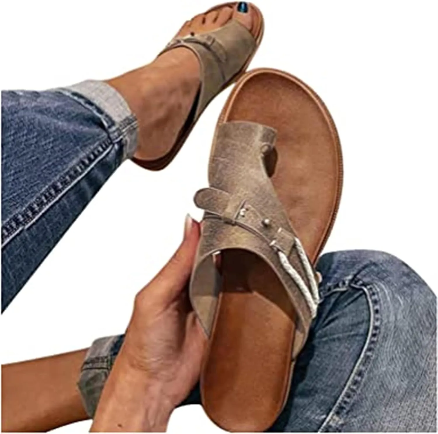 Women's Comfy Sandal Bunion Corrector Shoes Platform Soft Sole with Toe Arch Support Summer Breathable Casual Beach Travel Shoes,Silver,EU42/US10