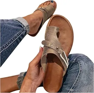 Women's Comfy Sandal Bunion Corrector Shoes Platform Soft Sole with Toe Arch Support Summer Breathable Casual Beach Travel Shoes,Silver,EU42/US10