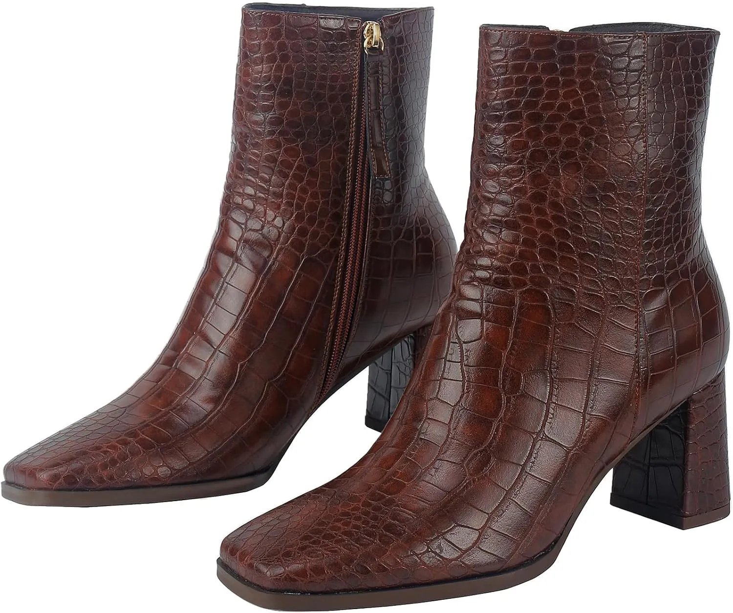 Women's Cowboy Boots Mid Calf Cowgirl Embroidered Western Pointed Toe Chunky Heel Pull On Mid Calf Boots