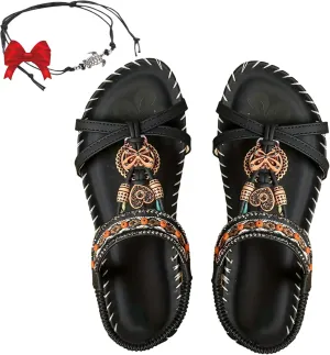 Women's Elegant Rhinestone Butterfly Flat Sandals, Citadel Sandals, Bohemian Fashion Non-slip Orthopedic Sandal