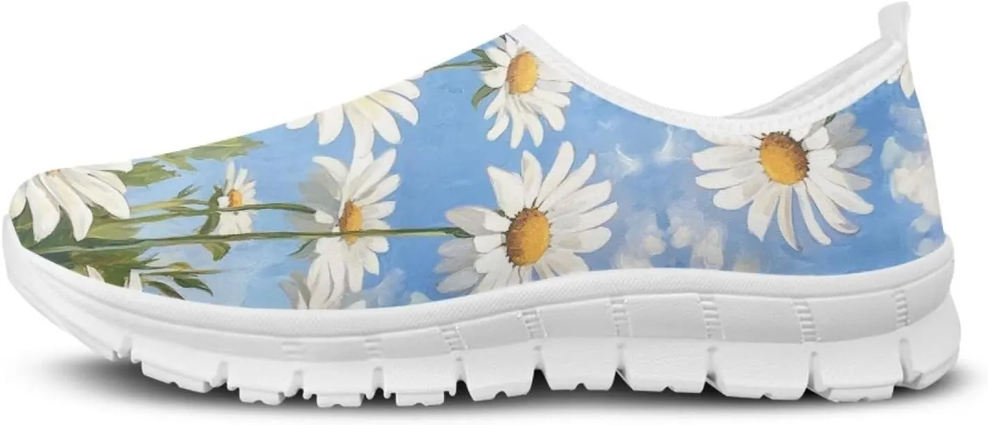 Women's Fashion Sneakers Lightweight Walking Casual Slip Ons Comfortable Flower Print Athletic Travel Shoes