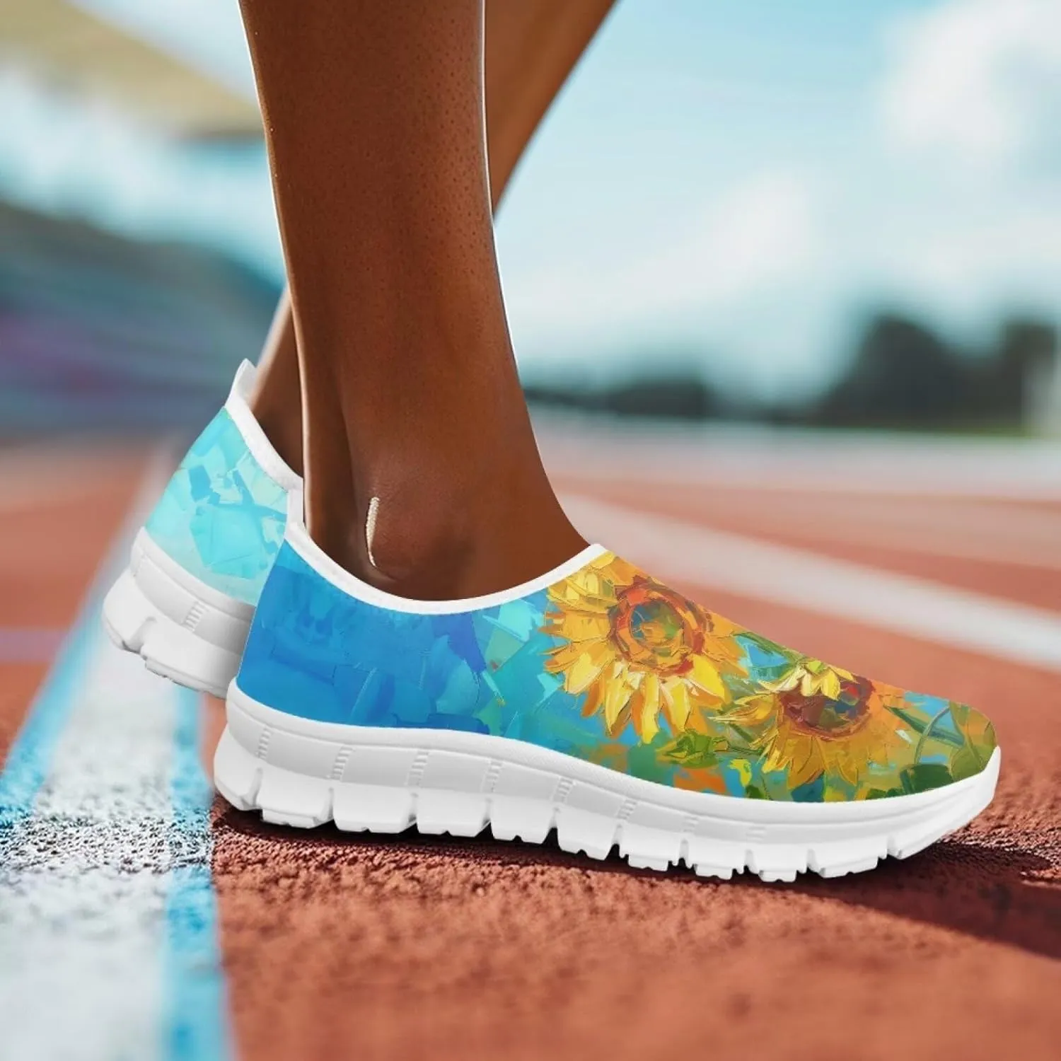 Women's Fashion Sneakers Lightweight Walking Casual Slip Ons Comfortable Flower Print Athletic Travel Shoes