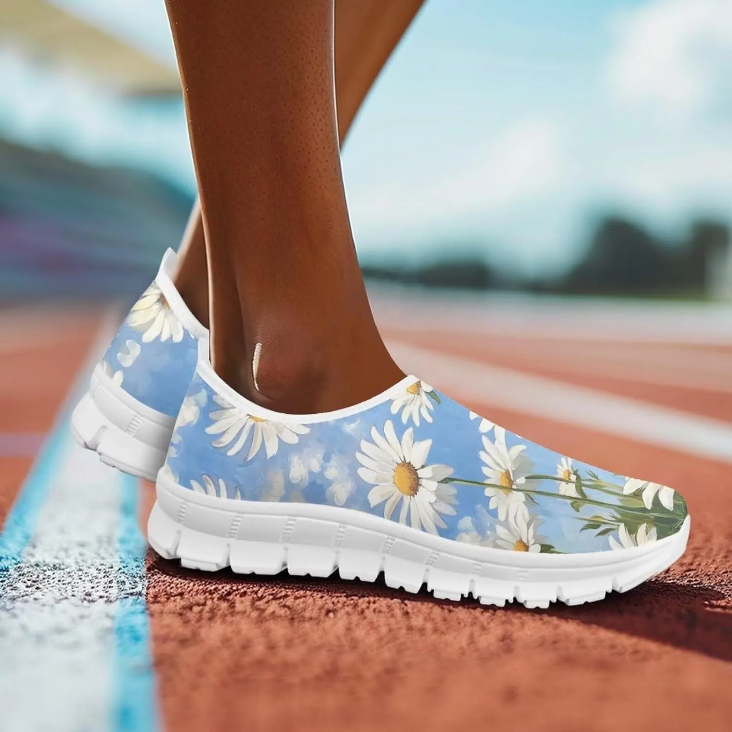 Women's Fashion Sneakers Lightweight Walking Casual Slip Ons Comfortable Flower Print Athletic Travel Shoes
