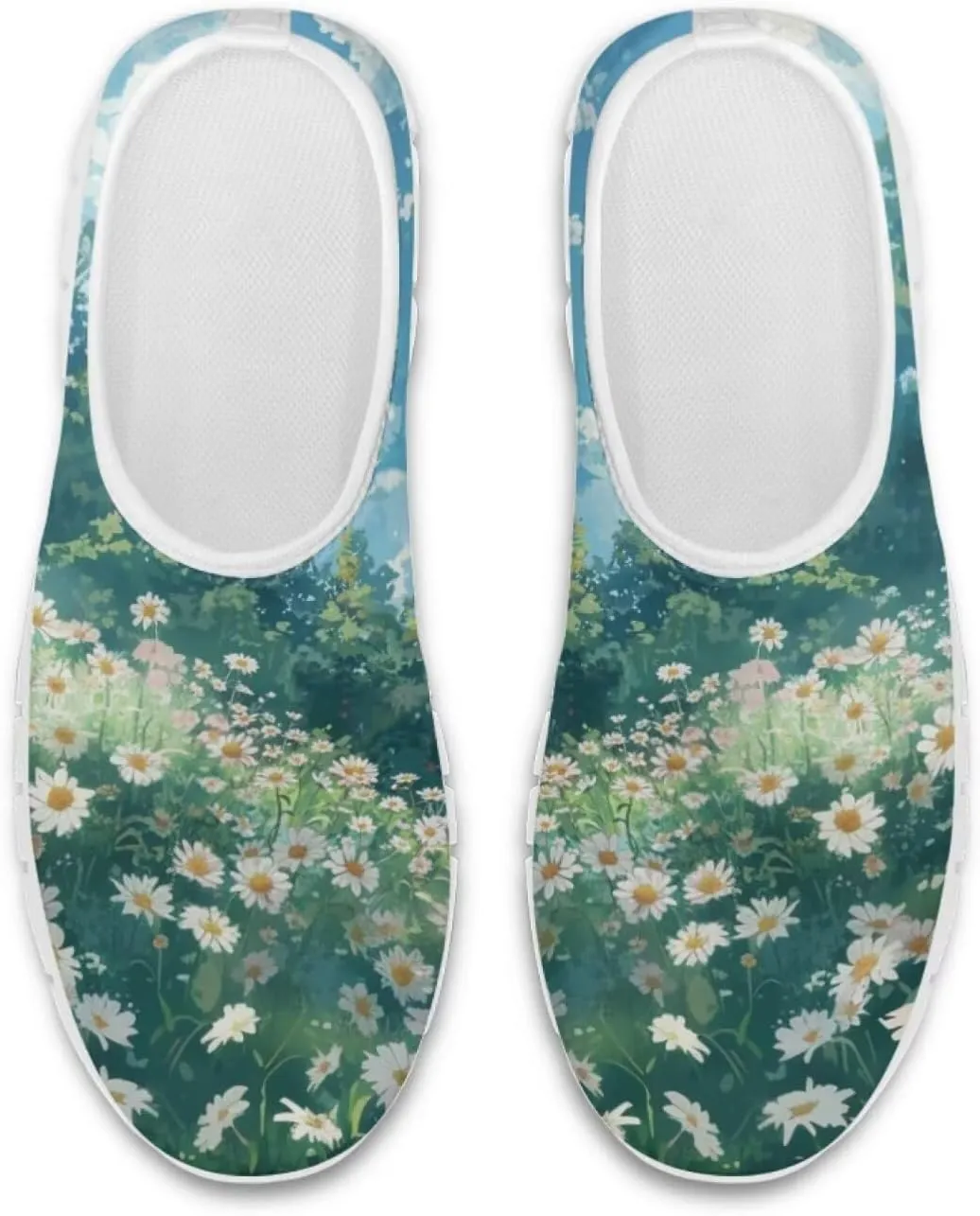 Women's Fashion Sneakers Lightweight Walking Casual Slip Ons Comfortable Flower Print Athletic Travel Shoes