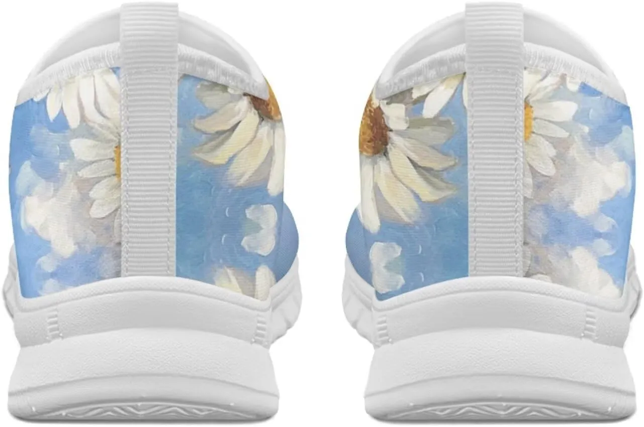 Women's Fashion Sneakers Lightweight Walking Casual Slip Ons Comfortable Flower Print Athletic Travel Shoes
