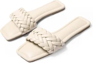 Womens Flat Sandals Dressy Sandals Comfort Slide Black Brown White Sandals Size 5-10