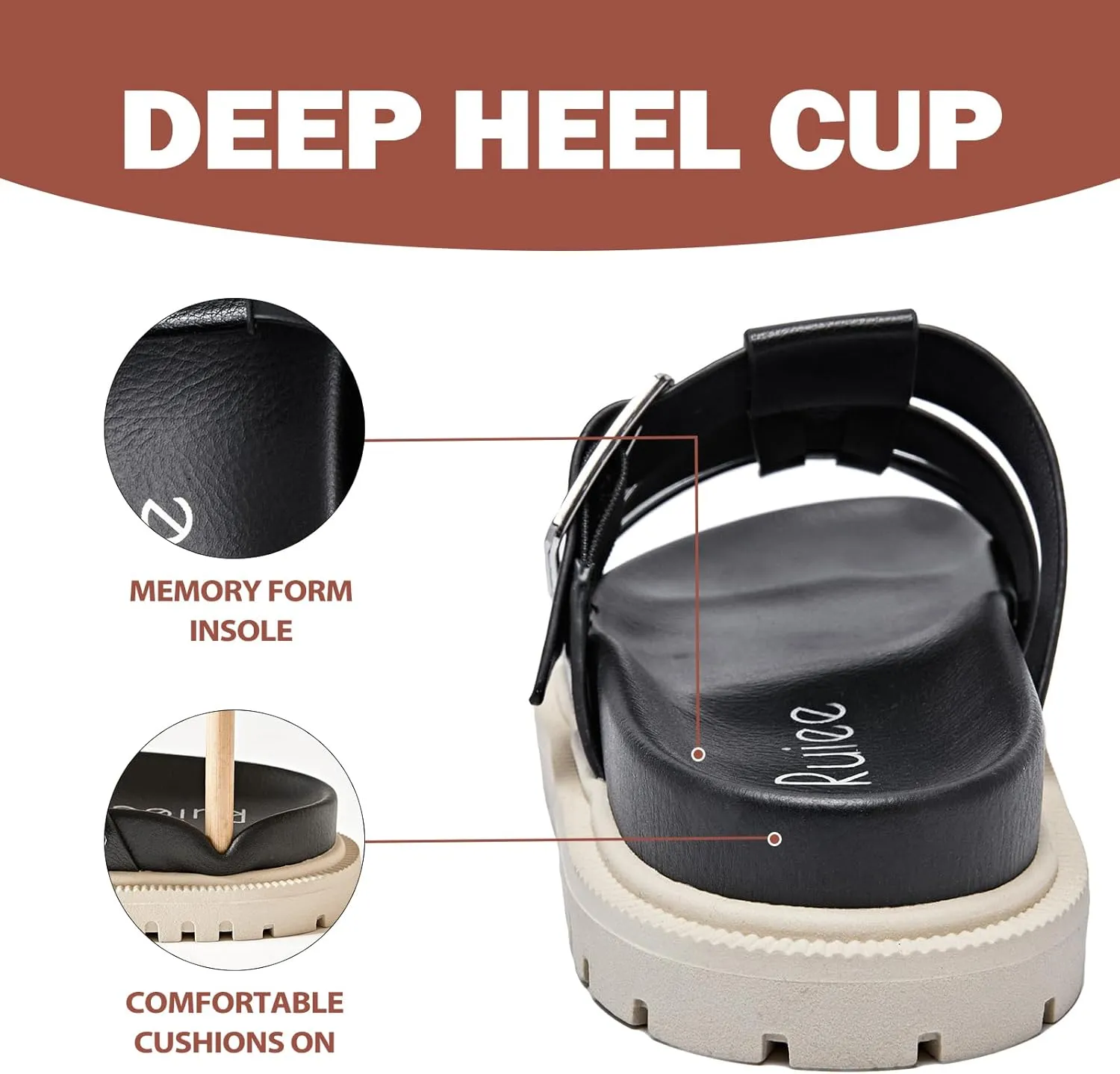 Women's Flat Slides Sandals Comfortable Platform Sandals Cork Footbed Summer Fashion Yoga Mat Soft Plantar Slippers Arch Support Slip on Shoes for Women.