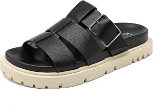 Women's Flat Slides Sandals Comfortable Platform Sandals Cork Footbed Summer Fashion Yoga Mat Soft Plantar Slippers Arch Support Slip on Shoes for Women.
