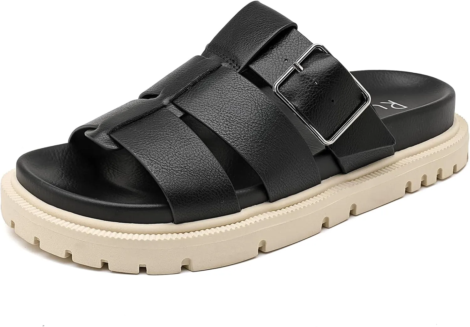 Women's Flat Slides Sandals Comfortable Platform Sandals Cork Footbed Summer Fashion Yoga Mat Soft Plantar Slippers Arch Support Slip on Shoes for Women.