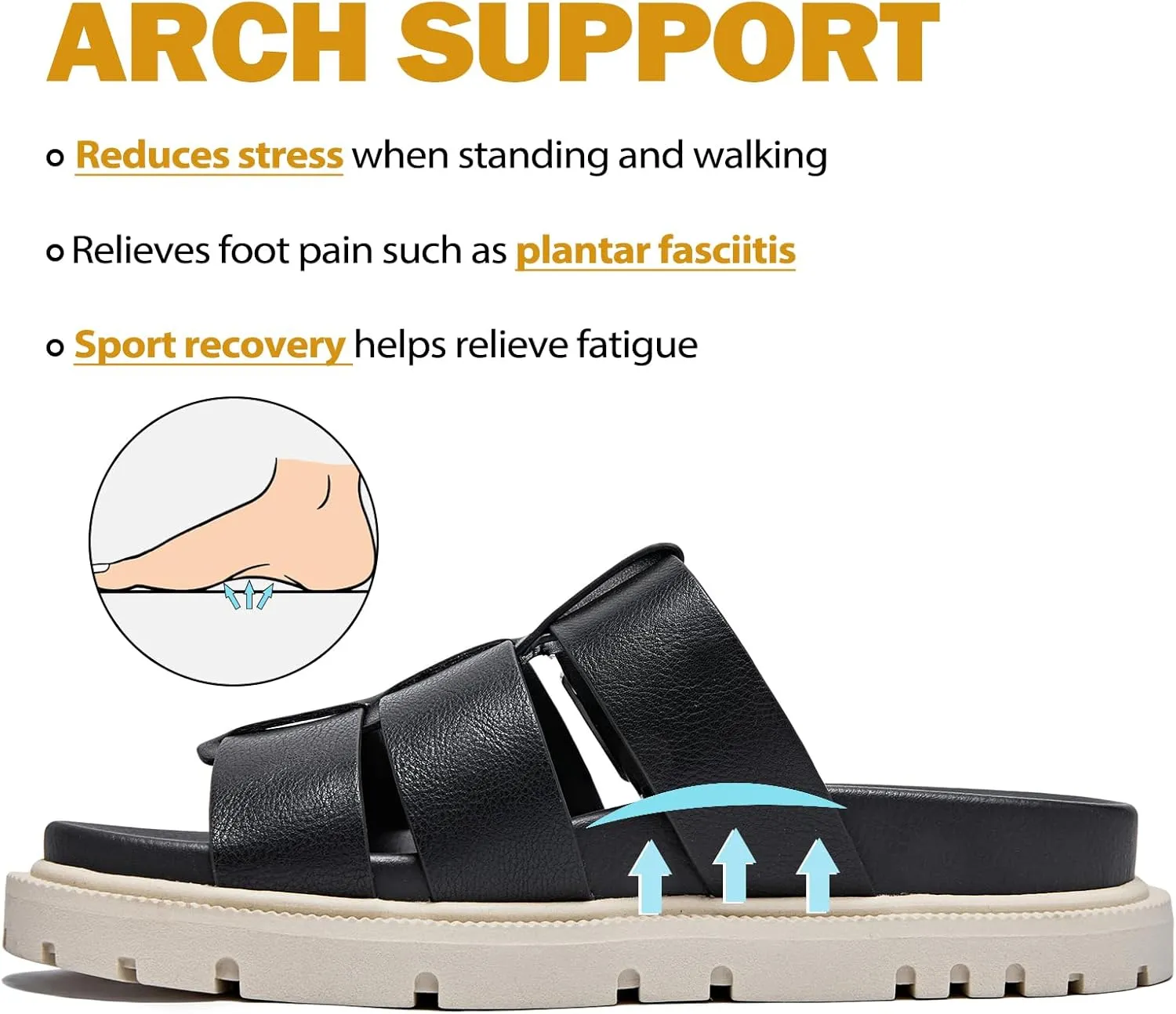 Women's Flat Slides Sandals Comfortable Platform Sandals Cork Footbed Summer Fashion Yoga Mat Soft Plantar Slippers Arch Support Slip on Shoes for Women.