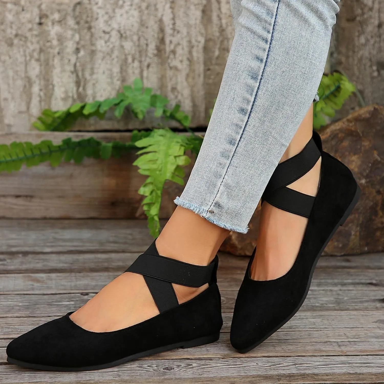 Womens Flats Comfortable Dressy Sandals Women's Dress Flats Ballet Low Wedge Round Toe Ankle Strap Casual Shoes