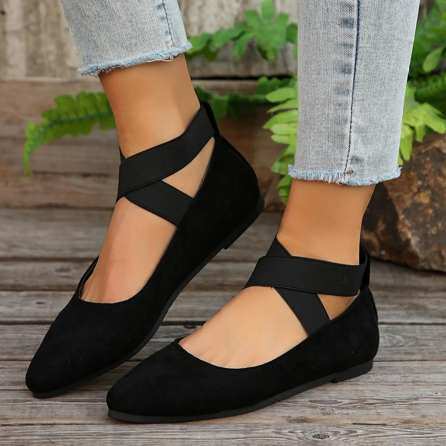Womens Flats Comfortable Dressy Sandals Women's Dress Flats Ballet Low Wedge Round Toe Ankle Strap Casual Shoes