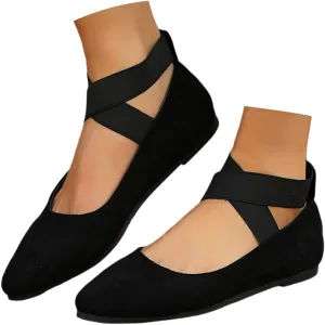 Womens Flats Comfortable Dressy Sandals Women's Dress Flats Ballet Low Wedge Round Toe Ankle Strap Casual Shoes