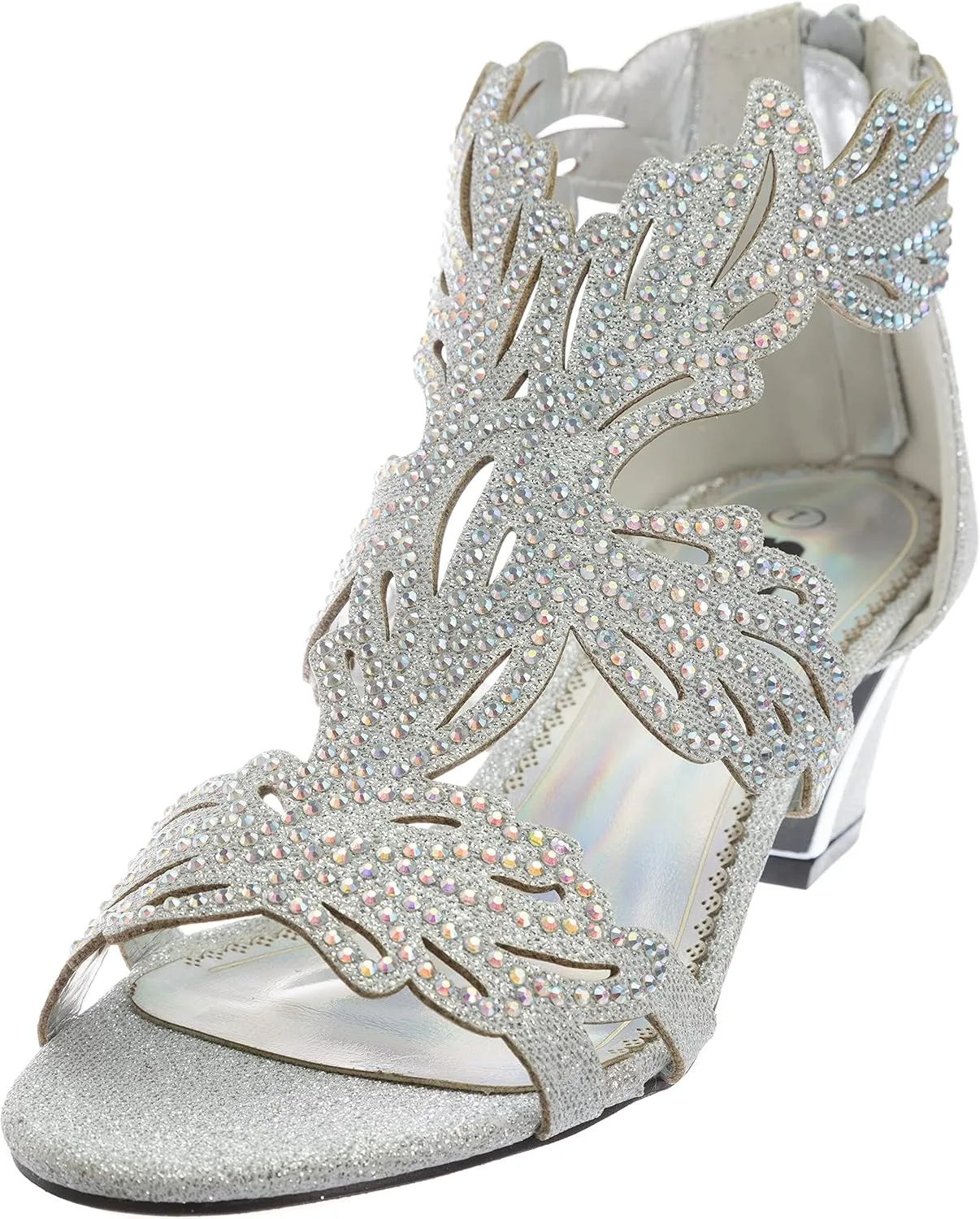 womens Heel Sandasl Sparkling Rhinestone Dress-Shoes lime03