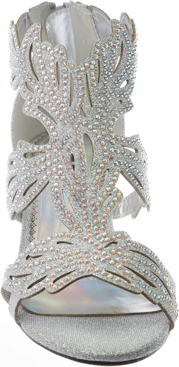 womens Heel Sandasl Sparkling Rhinestone Dress-Shoes lime03