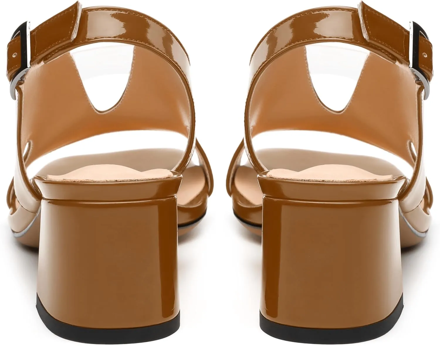 Womens Heeled Sandals, Square Peep Toe Mid Block Heel Slingback Sandals for Women, Leather Insole Chunky Heel Sandals with Buckle 2"