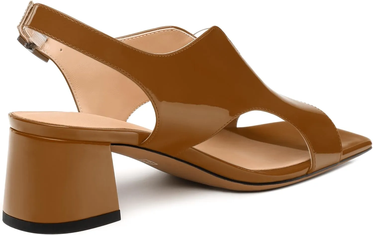 Womens Heeled Sandals, Square Peep Toe Mid Block Heel Slingback Sandals for Women, Leather Insole Chunky Heel Sandals with Buckle 2"