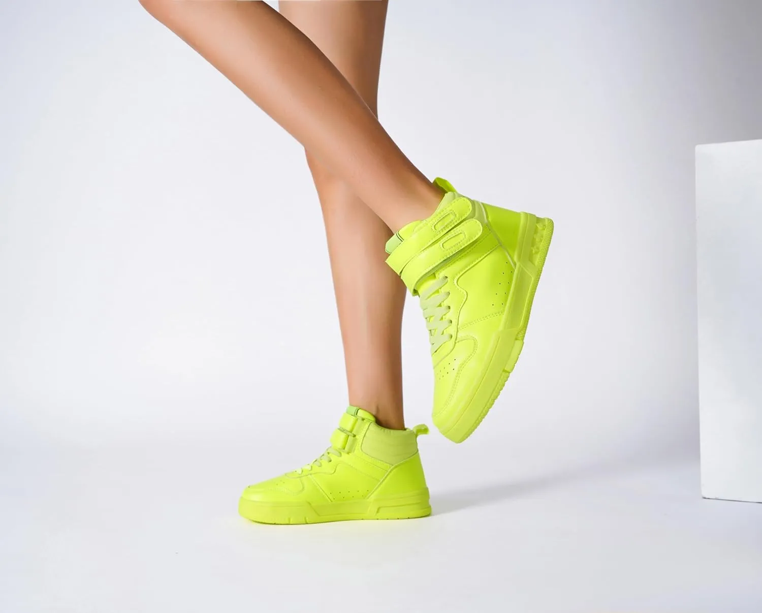 Women's High Top Fashion Basketball Ankle Boots Walking Tennis Shoes Platform Hook and Loop Casual Faux Leather Hidden Heels Sneaker