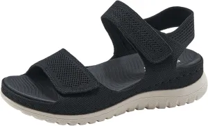 Women's Knitted Mesh Platform Walking Sandals with Arch Support Adjustable Hook and Loop Open Toe Breathable Soft Sole Mam Sandals Lightweight Non-Slip Casual Beach Sandals