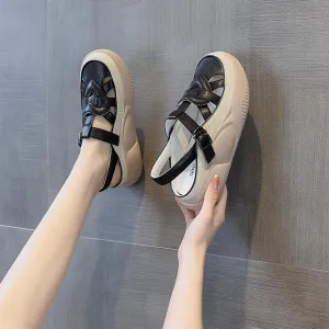 Women's Leather Chunky Platform Closed Toe Fisherman Sandals Fashion Patchwork Adjustable Ankle Strap Wedges Slingback Roman Sandals Comfortable Soft Sole Beach Walking Sandals