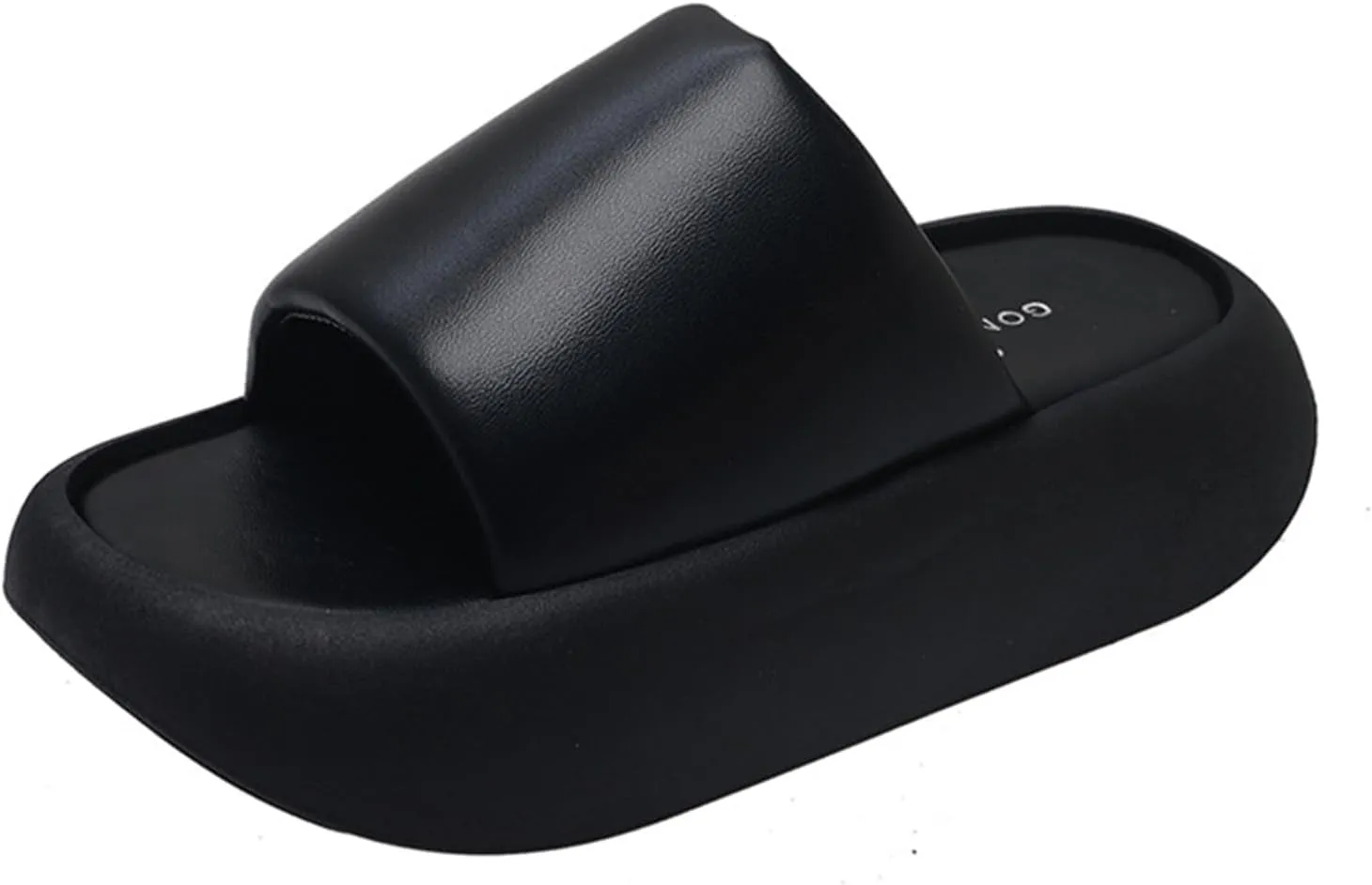 Women's Leather Comfy Platform Sandals,Summer Round Open Toe Tourist Pillow Slippers,Outdoor Anti-collision Fashion Walking Slippers