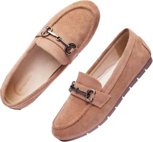 Women's Loafers Comfortable Dressy Slip on Flats Penny Loafers for Women Office Work Walking Shoes with Buckles