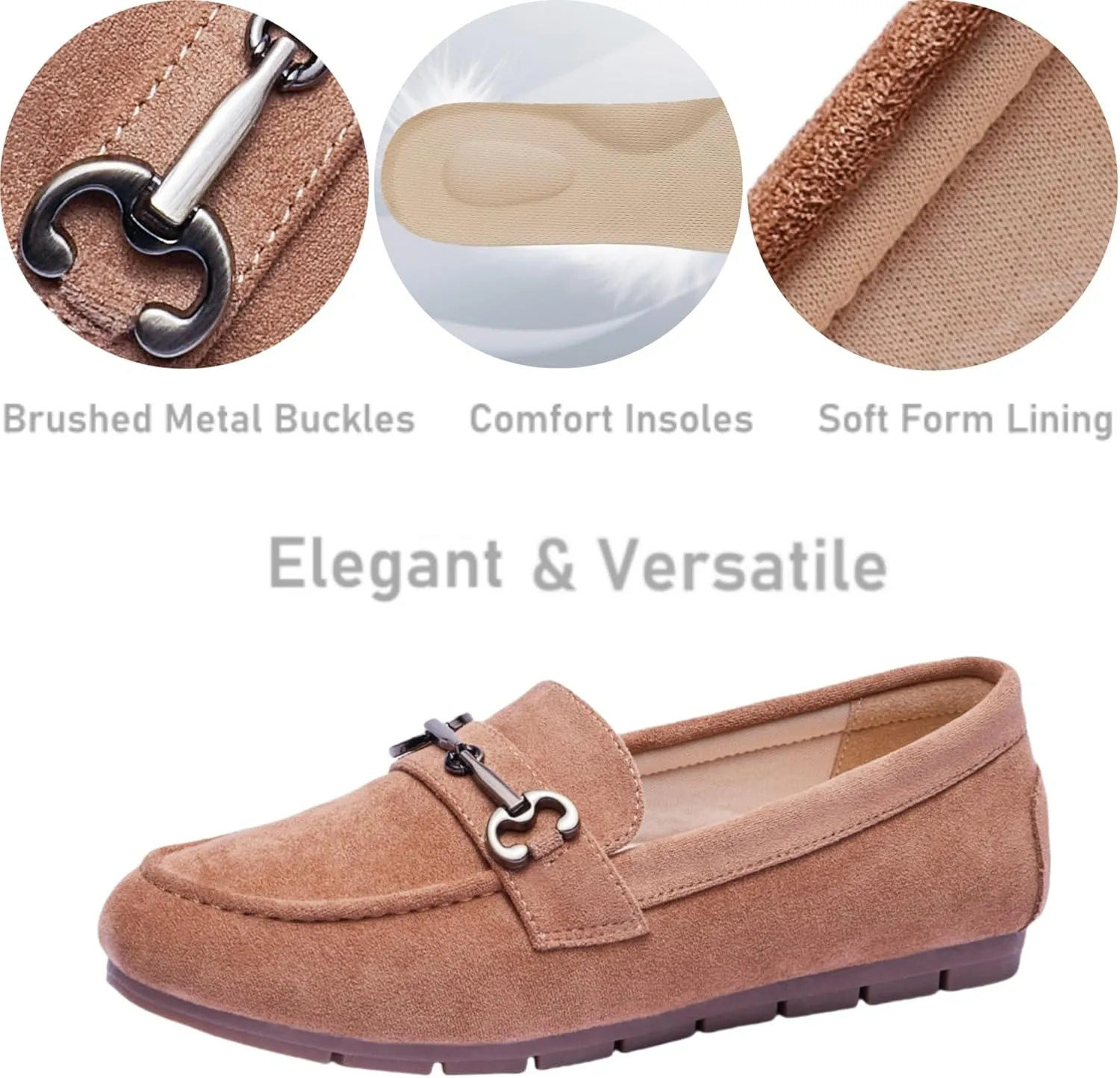 Women's Loafers Comfortable Dressy Slip on Flats Penny Loafers for Women Office Work Walking Shoes with Buckles